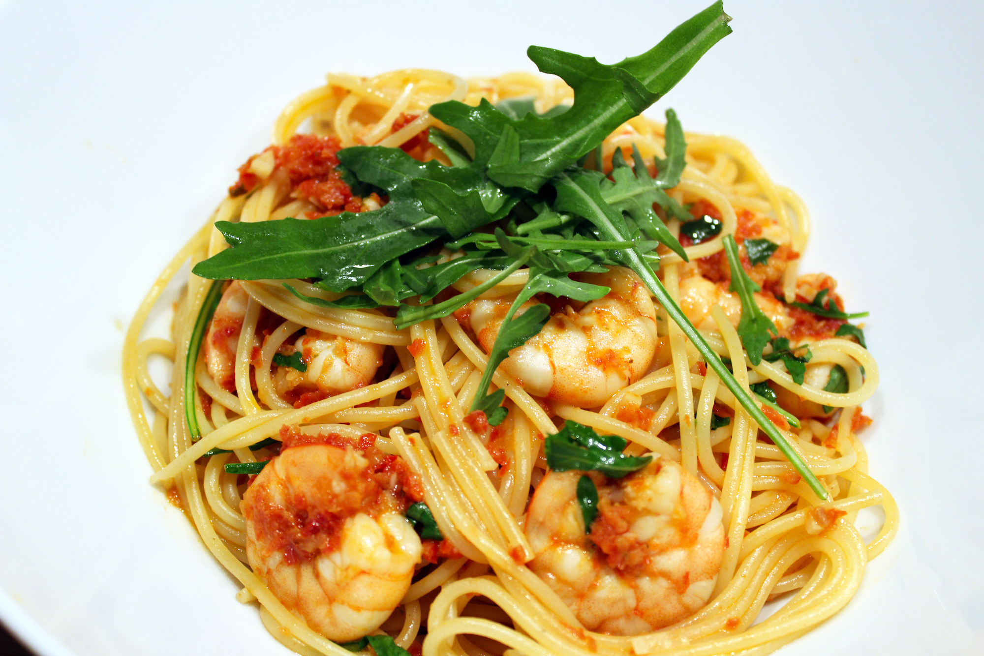 Spaghetti con gamberetti e rucola (Jamie Oliver)
